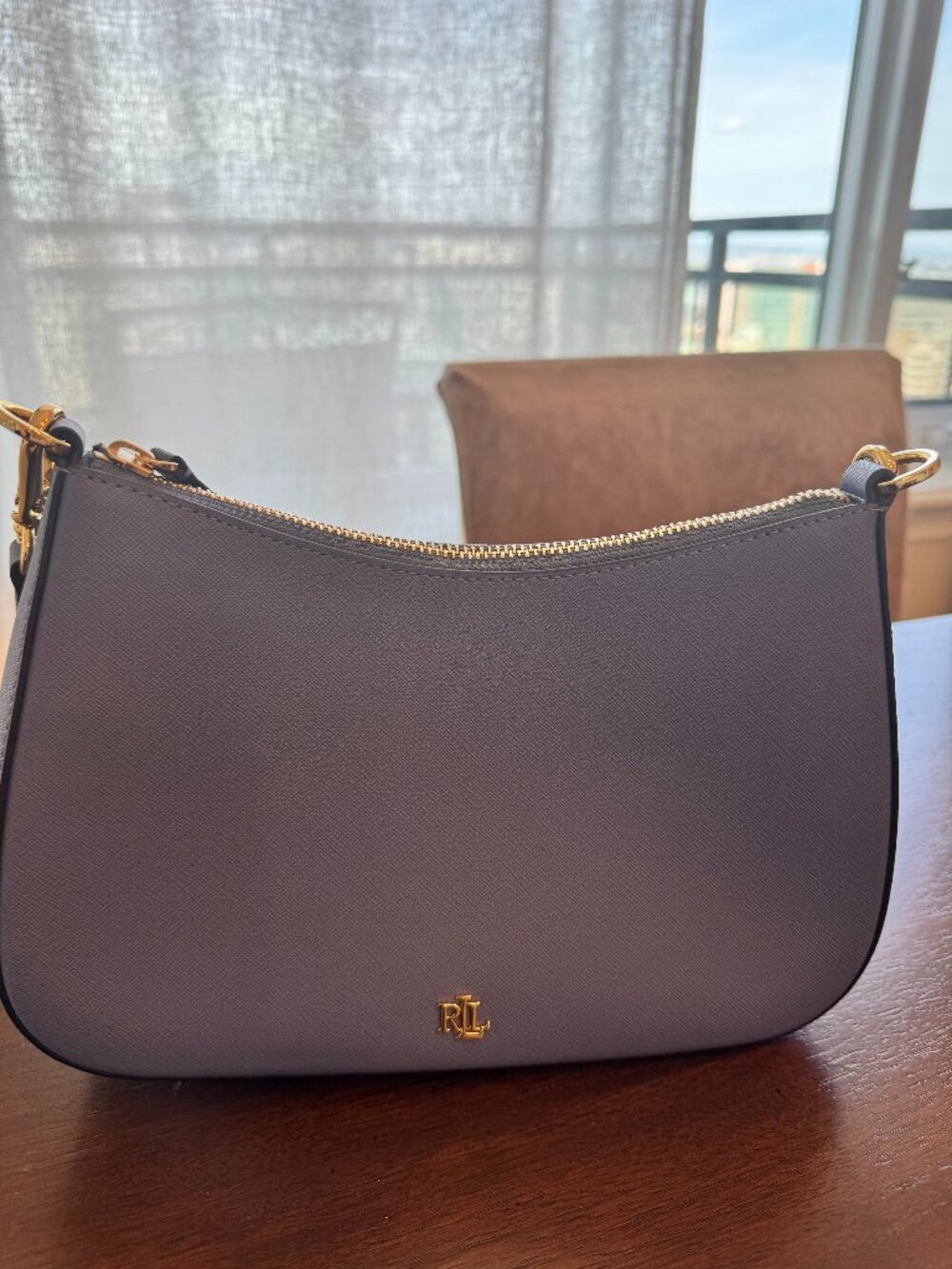 Lauren Ralph Lauren Danni Textured Leather Crossbody Bag in Blue